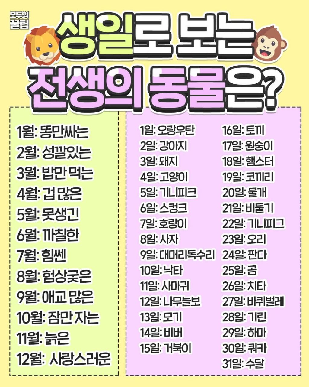 생일로 보는 전생의 동물은? | 인스티즈