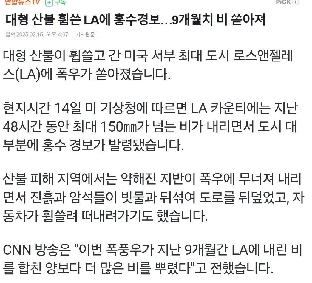 대형 산불났던 LA근황 | 인스티즈