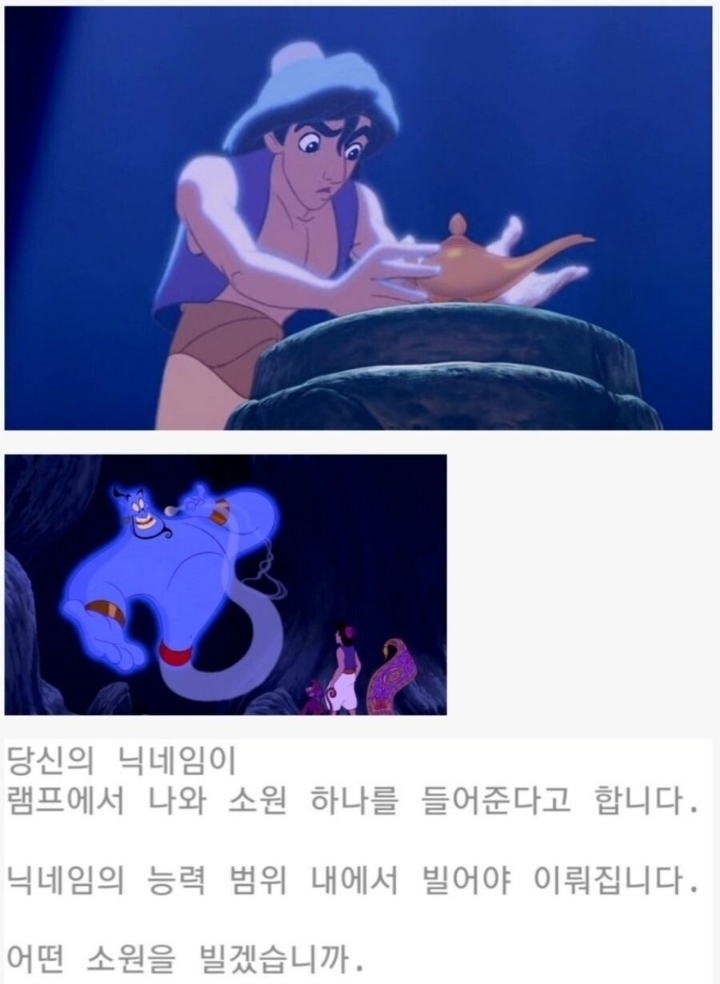 당신의 닉네임이 소원 하나 들어줍니다